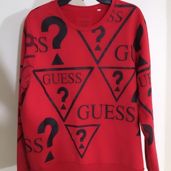 red guess sweatshirt
